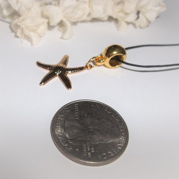 Gold Starfish Necklace Beach Theme Charm Pendant Medallion Cord Necklace A590 - Picture 4 of 10